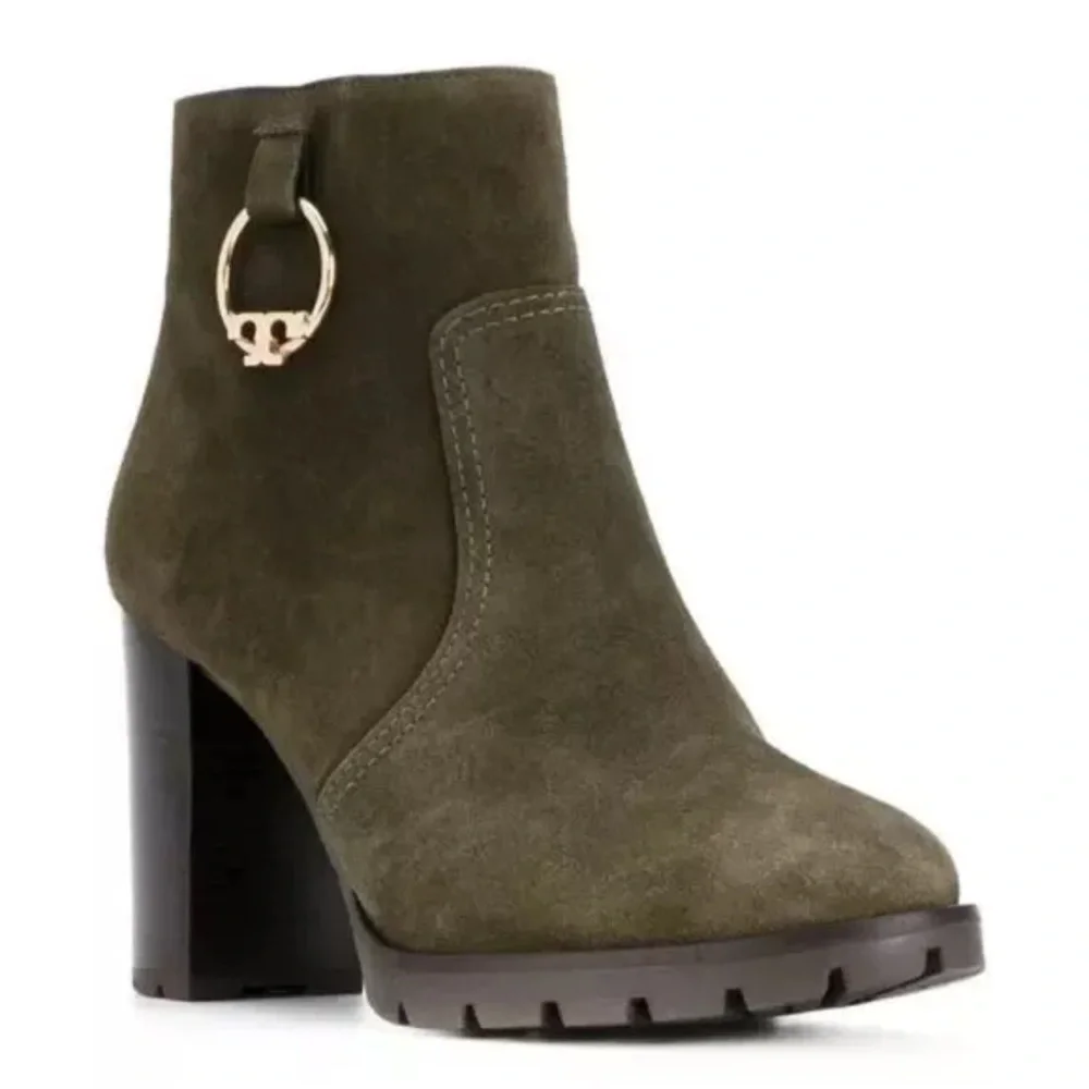 TORY BURCH Sophie lug sole bootie Dark Green Boots Shoes Womens Size 8.5